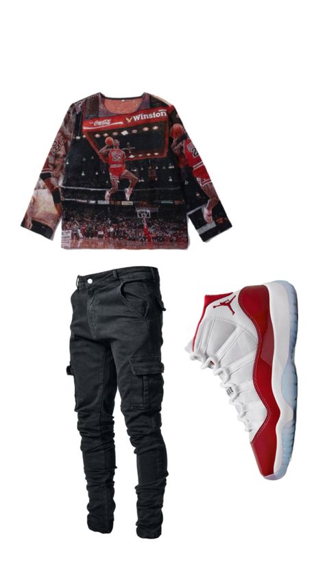 Jordan 11 Cherry Outfit, Jordan 11 Cherry, Cool Outfits For Men, Jordan 11, Nike Outfits, Cool Outfits, Jordan, Cherry, Mens Outfits