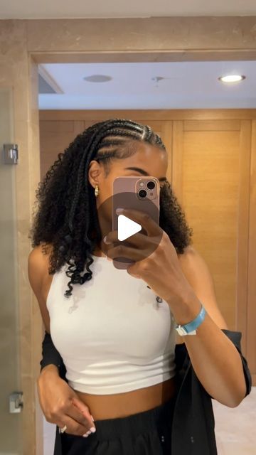 DSYB Hair✨ on Instagram: "Holiday Hairstyle | Quick & Easy 🌞✨😎

 #holidayhair #braids #hairideas #braids #cornrows #braidhairstyles #stitchbraids #halfwig #halfwigs #summerlook #fyp #viral" Half Braided Natural Hair, Hair Braids For Short Hair Easy, Half Up Half Down Braid Out Natural Hair, Quick Easy Braids For Short Hair, Half Cornrows Half Curly Weave Short, Cornrows Braids On Natural Hair, Half Up Half Down 2 Braids, Quick Black Girls Hairstyles Braids, Simple Hair Braiding Styles