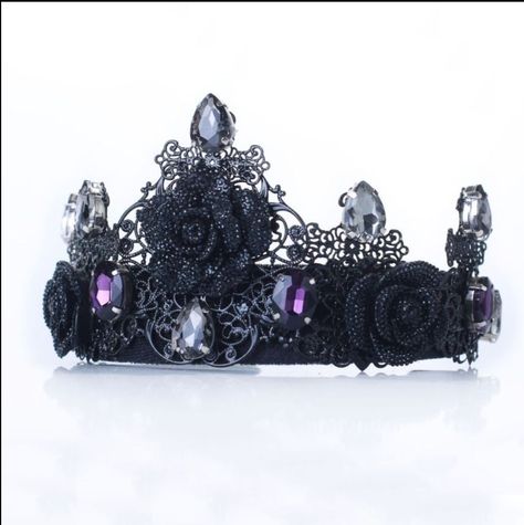 Evil Crown, Tiara Black, Dresses Cinderella, Baroque Crown, Crystal Crown Tiaras, Black Tiara, Dresses Corset, Bridal Crown Tiara, Gothic Crown