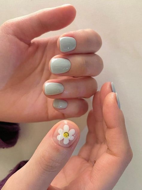 Short Simple Spring Nails, Korean Nails Spring, Baby Color Nails, Mint Nails Design, Spring Nails Yellow, Spring Nails Pastel, Korean Spring Nails, Spring Short Nails, Mint Nails