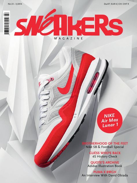 Sneakers Magazine 23  Featuring: - Puma x BWGH: An interview with founder David Obiada - Air Max Lunar 1 Cover Story - Quote's Archive - éS History Check - Nike SB & Football Special ... and much more Nike Prints, Sneaker Ads, Nike Shoe Box, Free Microsoft Word, Sneaker Posters, Graphics Design Ideas, Sneaker Magazine, Nike Shoe, Publicidad Creativa