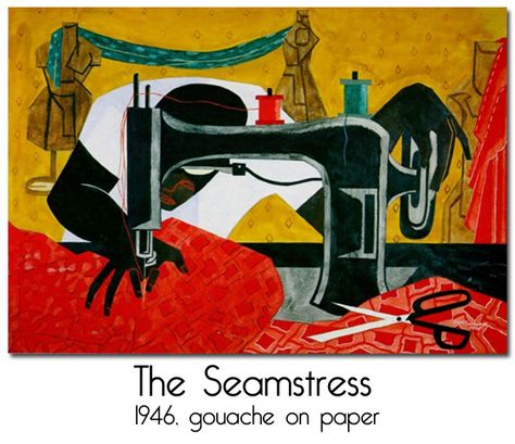 The Seamstress by Jacob Lawrence by elysianstudiosart, via Flickr Jacob Lawrence Paintings, Jacob Lawrence Art, Jacob Lawrence, Romare Bearden, Artist Palette, African American Art, Black Artists, French Art, Banksy