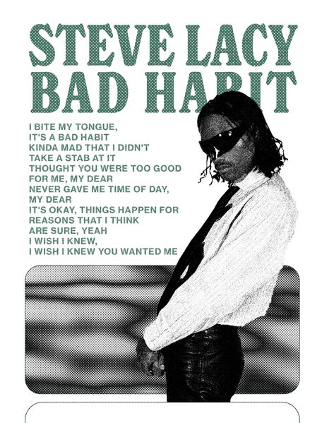 Bad Habit Steve Lacy Poster, Steve Lacy Aesthetic Poster, Steve Lacey Poster, Bad Habit Poster, Bad Habit Steve Lacy, Steve Lacy Poster, Printable Wall Collage, Green Poster, Music Room Decor