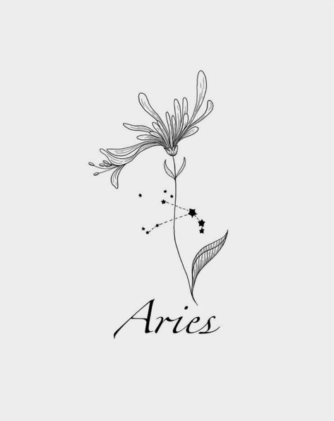 Zodiac Flower Tattoo, Aries Flower, Aries Symbol Tattoos, Aries Zodiac Tattoos, Star Constellation Tattoo, Wing Tattoo Men, Aries Constellation Tattoo, Ram Tattoo, Aries Star Sign