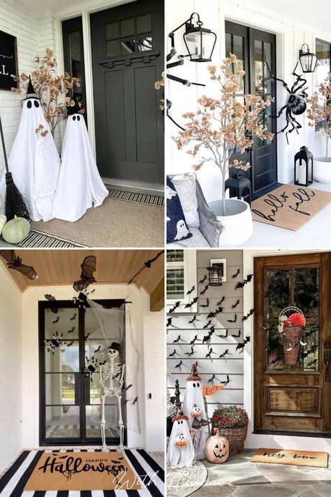 Are you on the hunt for spooky Halloween front porch décor? These Halloween front porch décor ideas are just for you to hunt your home. You’ll find everything from diy Halloween front porch decor, fall Halloween front porch decor, and more. Easy Halloween Front Porch, Halloween Front Entrance, Fall Halloween Front Porch Decor, Halloween Porch Diy, Halloween Decor Front Door, Halloween Porches Ideas, Halloween Small Porch Decorations, Halloween Small Porch, Porch Decorating Halloween