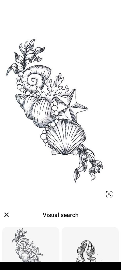 Sharks And Flowers Tattoo, European Style Tattoo, Ocean Hand Tattoos For Women, Upper Thigh And Hip Tattoo, Ocean Leg Sleeve Tattoo Women, Ocean Hip Tattoos Women, Mermaid Flower Tattoo, Under The Sea Tattoos, Mermaid And Anchor Tattoo