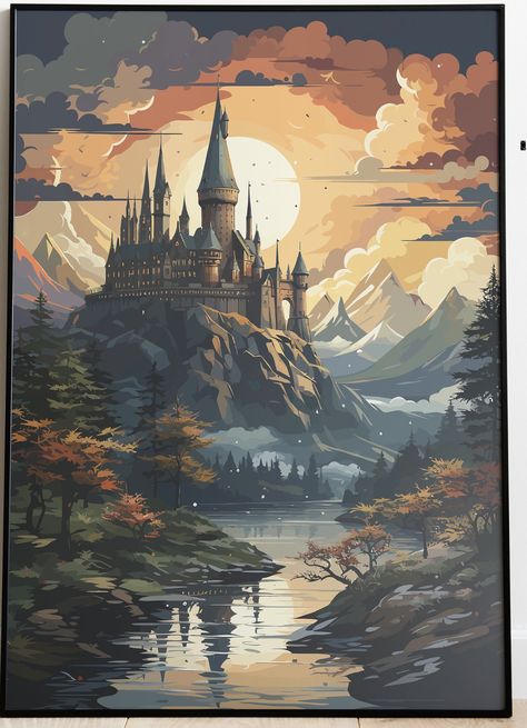 Hogwarts Digital Art, Harry Potter Scenery Backgrounds, Hogwarts Painting, Fantastic Beasts Book, Harry Potter Ornaments, Aesthetics Art, Harry Potter Room Decor, Theme Harry Potter, Images Harry Potter