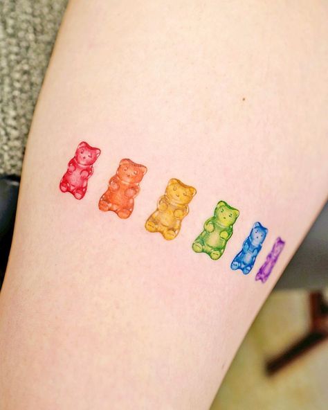 Heemee Tattoo, Kpop Tattoos, Strawberry Tattoo, Twin Tattoos, Gummi Bears, Bear Tattoo, Temp Tattoo, Small Hand Tattoos, Girly Tattoos