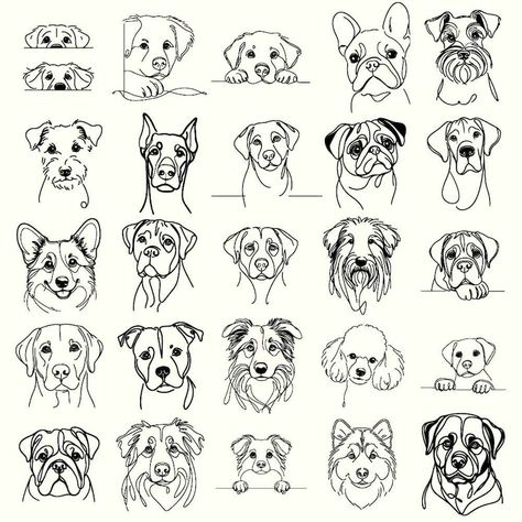 One Line Drawing, Dog Svg, Dog Breed Svg, Svg Bundle, Dog Line Art, Dog Clipart, Dog Portrait - Etsy Australia One Line Dog Tattoo, Line Drawing Dog, Boxer Dog Tattoo, Dog Sketches, Dog Line Drawing, One Line, Dog Outline, Dog Line Art, Drawing Dog