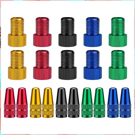 10PCS Presta Valve Caps and 10PCS Presta Valve Adaptors - Convert Presta to Schrader - French/UK to US - Anodized Aluminum Bi Tricuspid Valve, Electric Moped, Bike Pump, Aortic Valve Replacement, Drift Trike, Valve Stem Caps, Bicycle Tires, Bicycle Tire Valves, Bike Trips