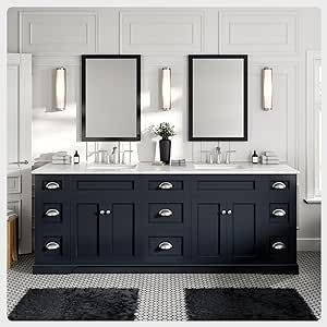 Eviva Epic Charcoal Gray 84 Inch Bathroom Vanity with Carrara Quartz Countertop -Solid Wood Double Sink Bathroom cabinets with Sink - 84 inch Vanity Bathroom with Double Sink 84 Inch Bathroom Vanity, Widespread Faucet, Double Sinks, Gray Vanity, Quartz Counter, Vanity Accessories, Bathroom Counter, White Quartz Countertop, Double Bathroom