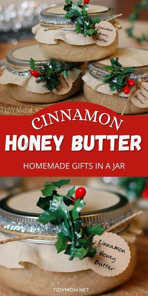 Homemade Food Gifts In A Jar, Gifts In Jars, Handmade Food Gifts, Baking Cinnamon, Flavored Butter Recipes, Butter Recipes Homemade, Gift In A Jar, Butter Homemade, Cinnamon Honey Butter