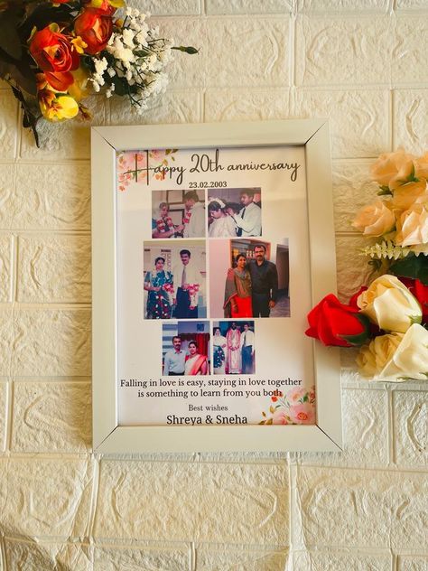 Customised aniversary frame Anniversary Frame For Parents, Photo Frame Ideas For Anniversary, Wedding Anniversary Frames Pictures, Wedding Anniversary Photo Frame Ideas, Wedding Anniversary Frame Ideas, Mom Dad Anniversary Gift Ideas, Anniversary Photo Frame Ideas, Anniversary Frame Ideas, Wedding Anniversary Frames