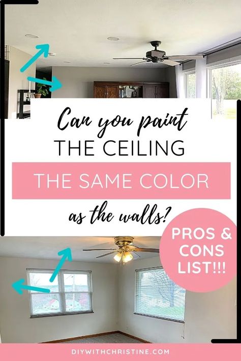 Pros & Cons Of Painting The Ceiling The Same Color As The Walls – DIY With Christine Sherwin Williams Ceiling Paint Colors, Paint Ceiling Beams White, Ceiling Paint Colors Bedroom, Behr Ultra Pure White Ceiling, Best Ceiling Colors White, Off White Ceiling Paint, Behr Ceiling Paint Colors, White Paint For Ceiling, Sherwin Williams Ceiling Color