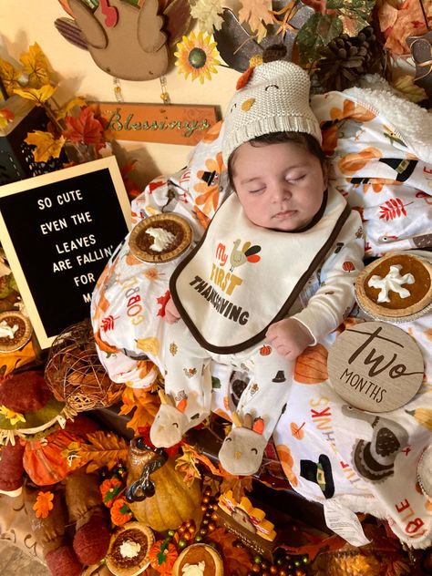 1 Month Old Thanksgiving Pictures, Diy Newborn Thanksgiving Pictures, 1 Month Old Baby Pictures November, 2 Month Baby Picture Ideas November, November 1 Month Baby Pictures, Thanksgiving Baby Monthly Pictures, Baby's First Thanksgiving, Infant Thanksgiving Pictures, My First Thanksgiving Pictures