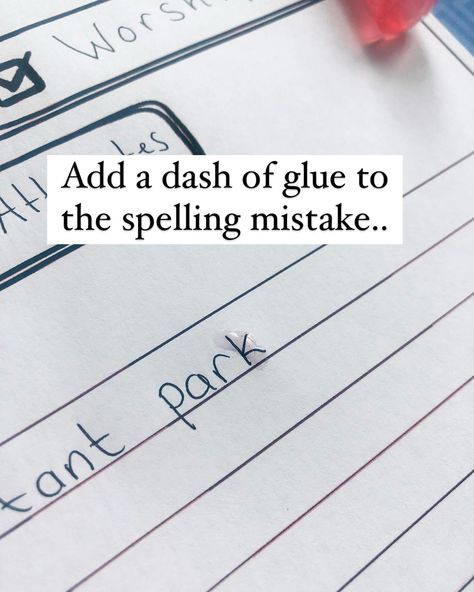 A handy tip for tackling spelling mistakes in handwritten work: We all want our writing to look neat and tidy, right? Crossing out or scribbling over mistakes can make our masterpiece look messy. Instead, let me share a simple hack I use to keep my handwriting looking sharp while correcting errors. #handwriting #spelling #teachertips #spellingmistake #tidyhandwriting How To Get Neat Handwriting, Spelling Mistakes, Neat Handwriting, Neat And Tidy, Teacher Hacks, Simple Tricks, Handwriting, Helpful Hints, To Look