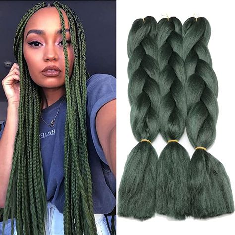 Green Black Braids, Green And Brown Braids, Green And Brown Box Braids, Dark Green Braids For Black Women, Dark Green Braids, Green Braids For Black Women, Box Braids Green, Green Twists, Dark Green Box Braids