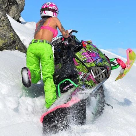 Snowmobiling Girl, Snowmobile Humor, Snowmobile Girl, Snow Vehicles, Snow Machine, Polaris Snowmobile, Adventure Motorcycle, Motorbike Girl, Snow Fun