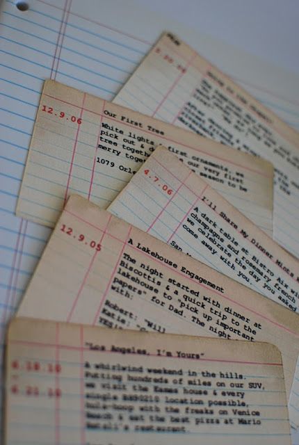 Love this idea What To Do With Index Cards, Notecard System, Index Card Art, Dinner Mints, Dark Table, Scrapbook Cover, Study Related, Spring Brunch, Card Catalog