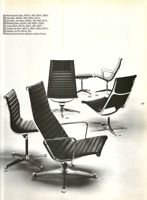 Eames aluminum group as depicted in a 1965 Herman Miller Collection catalog @hermanmiller  @hermanmillerap Lounge Chair Eames, Furniture Design Competition, Modern Retro Furniture, Eames Office, Miller Homes, Aluminum Furniture, Charles & Ray Eames, Charles Eames, Ray Eames