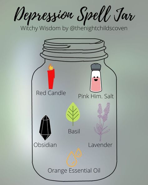 3,979 Likes, 26 Comments - The Nightchild’s Coven (@thenightchildscoven) on Instagram: “If you’ve been following this account for awhile now, you all know how important #mentalhealth is…” Lavender Spell Jar, Letting Go Spell Jar, Anti Depressant Spell Jar, Calming Spell Jar, Wicca Recipes, Witchcraft Spells For Beginners, Jar Spells, Witch Bottles, Spell Jars