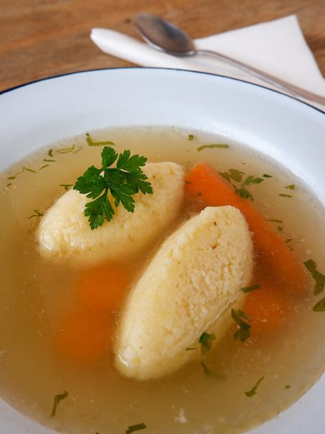 Chicken Soup with Semolina Dumplings — Slovenian Kitchen Hungarian Chicken Soup, Semolina Dumpling Soup, Serbian Soup Recipes, Slovenian Food Recipes, Georgian Food Recipes, Italian Dumplings, Semolina Dumplings, Recipe For Chicken Soup, Classic Pavlova