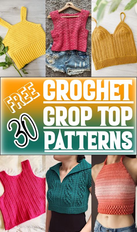 Crochet Tanks, Crochet Crop Top Pattern Free, Free Crop Tops, Ravelry Crochet, Crochet Hack, Crop Top Pattern, Tank Top Pattern, Crochet Crop Top Pattern, Mode Crochet