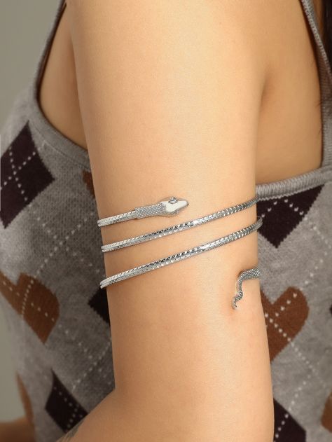 Silver Fashionable   Zinc Alloy  Arm Cuff    Jewelry Upper Arm Cuffs, Body Chains, Snake Bracelet, Snake Design, Arm Cuff, Bangle Designs, Cuff Bangles, Wedding Bracelet, Jewelry Lover