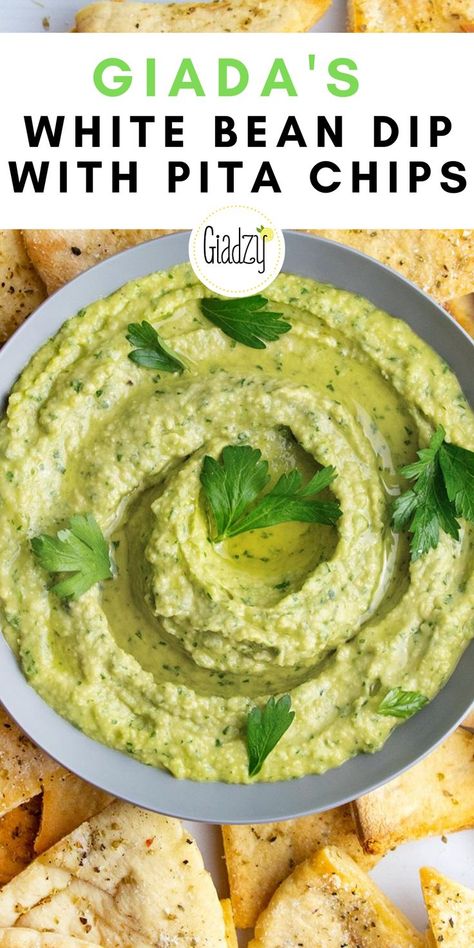 Dip With Pita Chips, Giada Recipes, Hummus Recipe Homemade, White Bean Dip, Bean Dip, Pita Chips, Chips Recipe, Hummus Recipe, White Bean