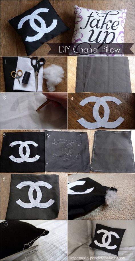 fashion first : Diy Chanel Pillow, And A Diy Chanel Flower Vase, *... Chanel Pillow, Chanel Decoration, Chanel Bedroom, Chanel Room, Chanel Flower, Chanel Decor, Diy Galaxy, Diy Tumblr, Chanel Inspired