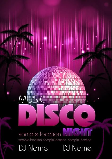 Disco Flyer Design, Party Flyers Design, Disco Party Flyer, Disco Flyer, Disco Poster, Neon Disco, Party Design Poster, Disco Background, Prom Posters