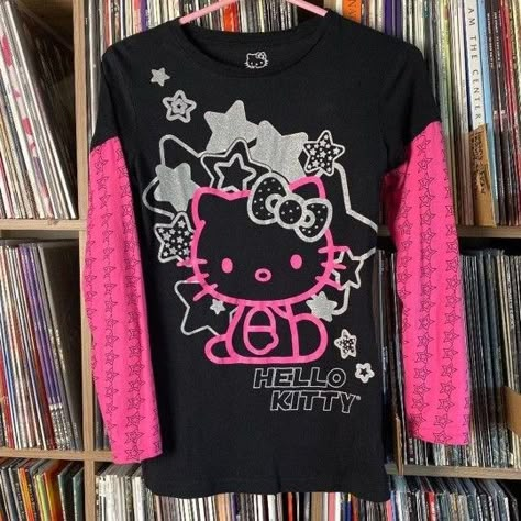 Emo Winter Outfits 2000s, Emo Shirt, Kitty Clothes, Hello Kitty Clothes, Scene Outfits, Scene Fashion, Scene Kids, Fashion Fits, 2000s Fashion