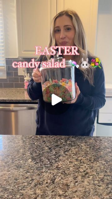 Lauren Engle on Instagram: "The pregnancy candy craving is still going stronggg this pregnancy. I had to make an Easter Candy salad because my valentines candy salad made me so happy every day 😂. This one is even better. 🐰💗💛Easter Candy is my fav!   Comment “links” I’ll send the candy 🔗to your DM’s!   #eastercandy #candysalad #pregnancycravings" Easter Candy Salad, Candy Salad Tiktok, Candy Salad, Valentines Candy, Pregnancy Cravings, Valentine Candy, Easter Candy, How To Make Salad, So Happy