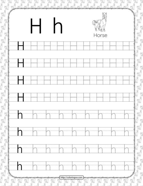 Tracing Alphabet Letters Free Printable Handwriting Worksheets, Letter H Tracing Worksheet, Letter H Worksheet, Letter H Tracing, H Worksheet, Dotted Letters, Trace Worksheet, Letter Tracing Printables, Alphabet H