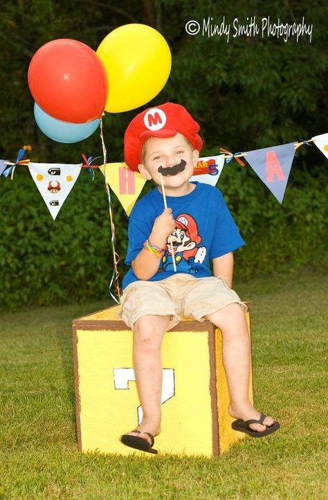 Mario birthday Super Mario Bros Photoshoot, Mario Birthday Photo Shoot, Super Mario Photo Shoot, Bros Photoshoot, Mario Photoshoot, 4th Birthday Pictures, Bday Pics, Super Mario Birthday Party, Mario Birthday Party