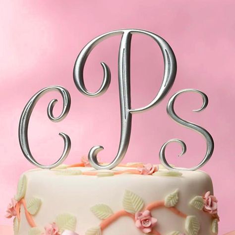 Wedding Cake Tutorial, Silver Cake Topper, Cake Topper Wedding Monogram, Cinnamon Biscuits, Monogram Wedding Cake, Monogram Cake Toppers, Monogram Cake, Chevron Wedding, Topper Wedding