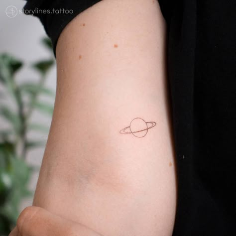 Mini Saturn Tattoo, Saturn Small Tattoo, Small Planet Tattoo Simple, Simple Saturn Tattoo, Saturn Planet Tattoo, Planets Tattoo Simple, Planet Tattoos Simple, Moon Saturn Tattoo, Small Saturn Tattoo