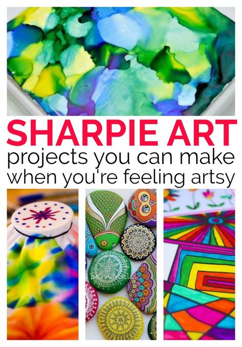 Sharpies are a great and versatile craft tool.  You can make Sharpie Art if you want to.  It's easy and fun!  :-) Sharpie Canvas, Diy Sharpie Crafts, Sharpie Art Projects, Artist Pallet, Sharpie Projects, Cousin Camp, Marker Crafts, Penguin Crafts, Crafts Spring