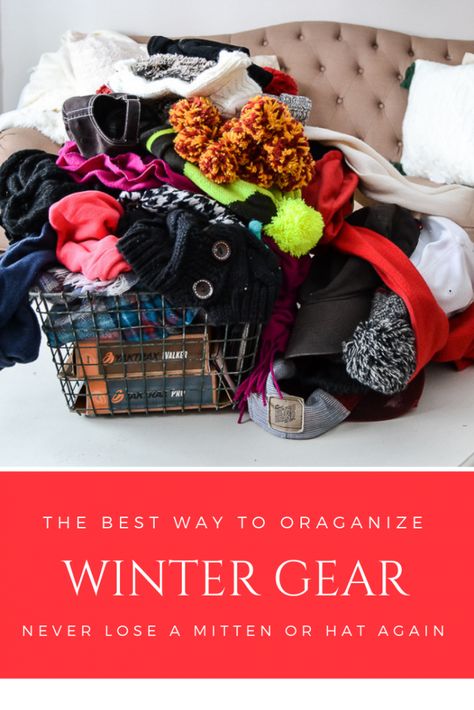 If you are tired of never being able to find hats, gloves or mittens in the winter, click over to find the best way to organize winter gear so you can always find what you need. Hat Scarf Storage, Hats Gloves Scarves Storage, How To Store Winter Hats And Gloves, Winter Glove Storage, Winter Hat And Mitten Storage, Organizing Winter Hats And Gloves, Organize Winter Hats And Gloves, Organizing Gloves And Hats Winter Gear, Winter Gear Storage Ideas