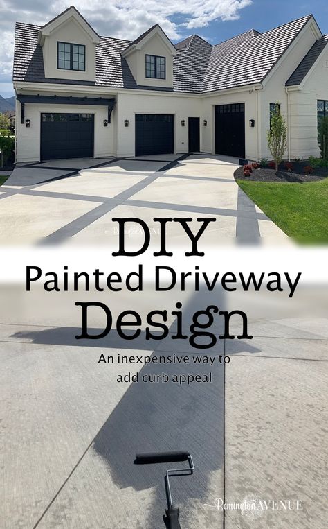 Painted Driveway, Curb Appeal Easy, Driveway Paint, Curb Appeal Porch, Adding Curb Appeal, Modern Driveway, Diy Driveway, Curb Appeal Landscape, Diy Curb Appeal