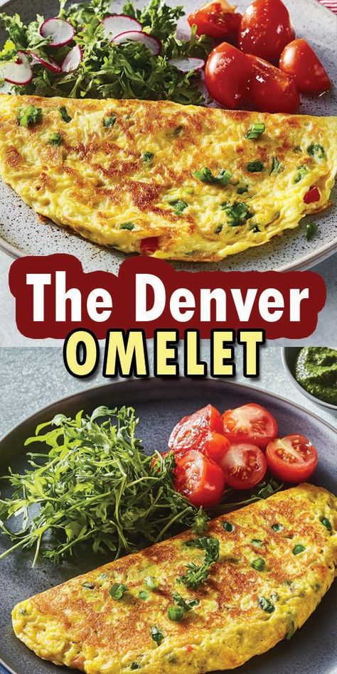 Ingredients: 3 large eggs 1/4 cup diced cooked ham 1/4 cup diced green bell pepper 1/4 cup diced onion 1/4 cup shredded cheddar cheese 1 tablespoon butter Salt and pepper to taste #omelete #easyrecipes #camilarecipes Pepper And Onion Omelette, Meat Omelette Recipe, Quick Brunch Recipes, Denver Omelette, Denver Omelet, Omlet Recipes, Quick Brunch, Cooked Ham, Cheese Omelet