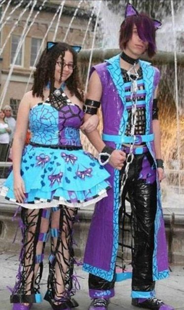 . Funny Prom Dresses, Matching Prom Couples, Duct Tape Outfits, Ugly Prom Dresses, Matching Prom Outfits, Couple Prom Outfits, Ugly Prom Dress, Worst Prom Dresses, Tacky Prom