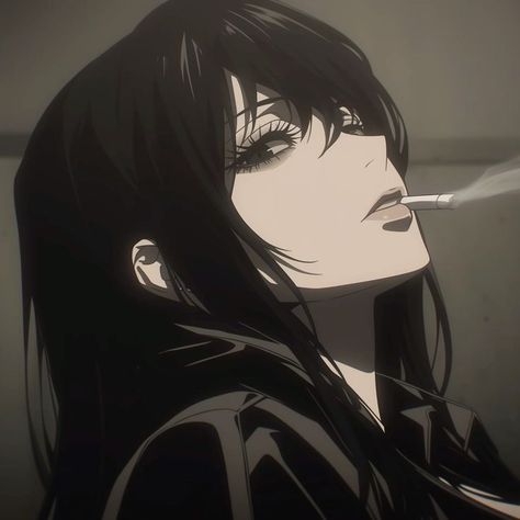 anime aesthetic Animes Pfp Aesthetic Girl, Girl Pfp Animes Manga, Ani̇me Gi̇rl Pfp Dark Hair, Pfp Anime Girlboss, Black Haired Anime Pfp, Goth Mommy Pfp, Cartoon With Bangs, Manga Pfp Girl Icon, Cool Girl Pfp