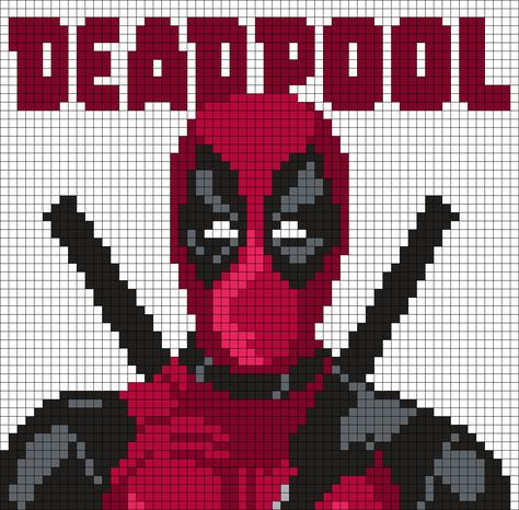 Deadpool Poster (Square) Perler Bead Pattern / Bead Sprite Screw Art, Grille Pixel Art, Graph Drawing, Deadpool Poster, Poster Square, Pixel Art Minecraft, Modele Pixel Art, Blackwork Designs, Stitch Character