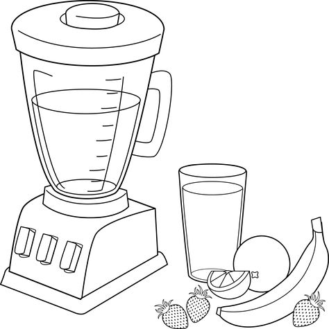 Preschool Creative Art, Desserts Drawing, Healthy And Unhealthy Food, Smoothie King, Fruit Coloring Pages, Love Coloring Pages, Shapes Preschool, Easy Coloring Pages, Coloring Book Art