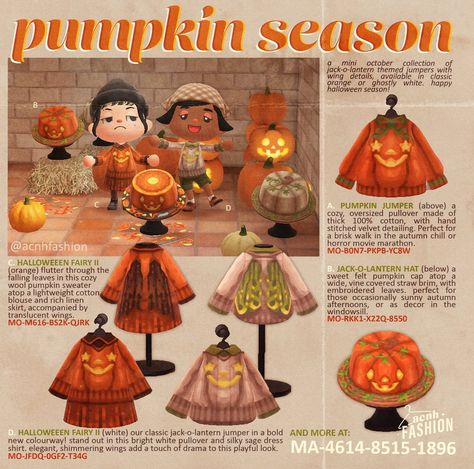 Halloween Pumpkin Aesthetic, Aesthetic Animal Crossing, Acnh Halloween Code, Acnh Fashion, Pumpkin Aesthetic, Acnh Inspiration, Animals Crossing, Animal Crossing Memes, Felt Pumpkins