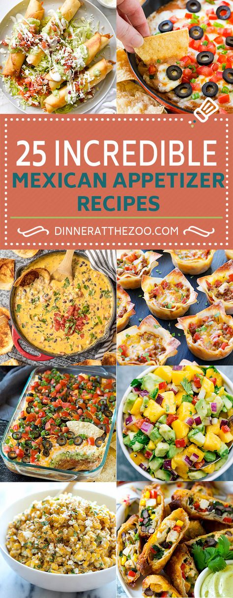 25 Mexican Appetizer Recipes Tex Mex Appetizers Easy, Appetizer For Mexican Party, Mexican Apps Appetizers, Mexican Tapas Party Appetizers, Mexican Food Christmas Dinner, Tex Mex Party Food, Mexican Party Snacks, Mexican Food Appetizers Parties, Mexican Food Potluck