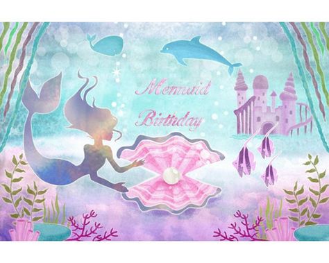 Mermaid Background, Mermaid Party Supplies, Party Photo Backdrop, Mermaid Fabric, Mermaid Party Decorations, Mermaid Under The Sea, Mermaid Theme Party, Sea Photography, Little Mermaid Birthday