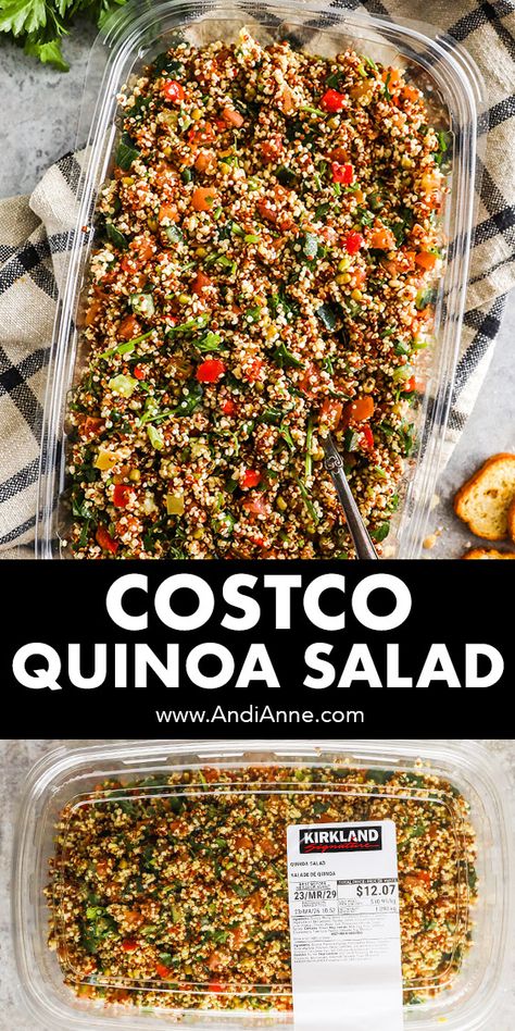 This is our 2023 review of the Costco quinoa salad. This review will include what the quinoa salad tastes like, nutrition facts and calories, the price and whether or not we think it’s worth purchasing. Quinoa And Couscous Salad, Quinoa Salad Costco, Qinuoa Salad Recipe, Salad Quinoa Recipes, Quinoa Cilantro Salad, Costco Salad Recipe, Costco Autumn Grain Salad, Copycat Costco Quinoa Salad, Christmas Quinoa Salad