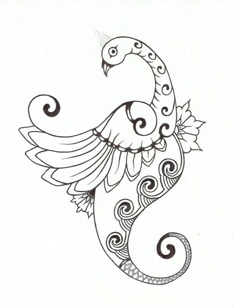 Pichwai Drawing, Stilasi Fauna, Art Nouveau Tattoo Flower, Tattoo Peacock, Embroidery Drawings, Sunflower Coloring, Sunflower Coloring Pages, Art Nouveau Tattoo, Peacock Drawing